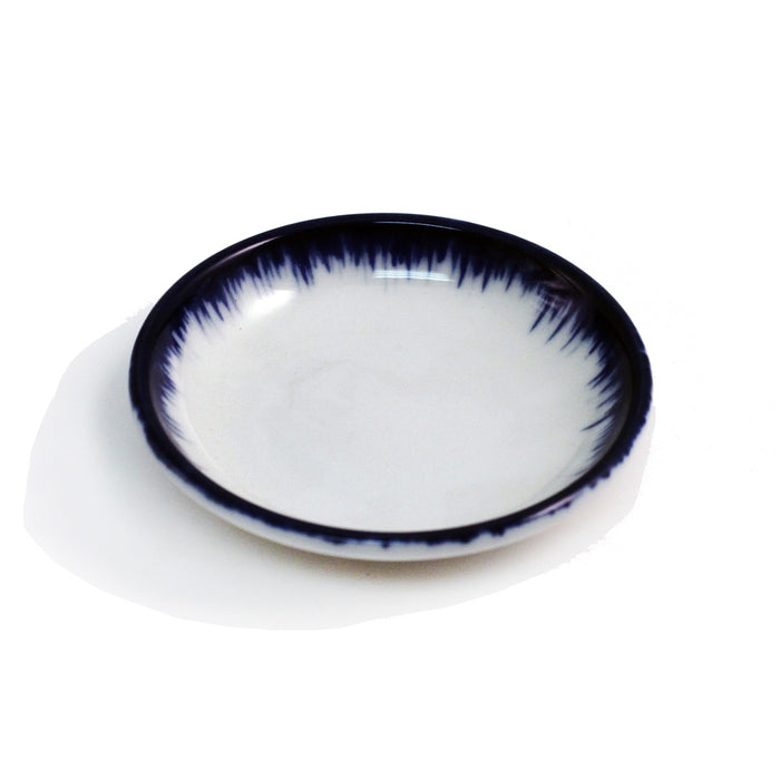Soy Sauce Dish with Jagged Blue Trim 3.8" dia