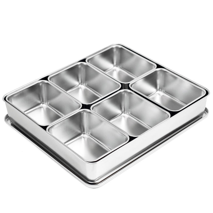 Stainless Steel Yakumi Mise En Place Pan 6 Compartment Set