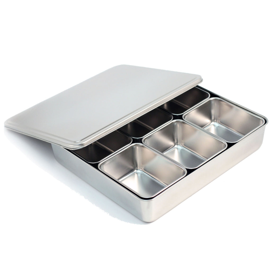 Xarra - Japanese Mini Container, Stainless Steel Yakumi Mise En Place Box,  Multi Compartment Set For Food, Herbs, Seasoning and Spices (8 Compartment)  : : Home & Kitchen