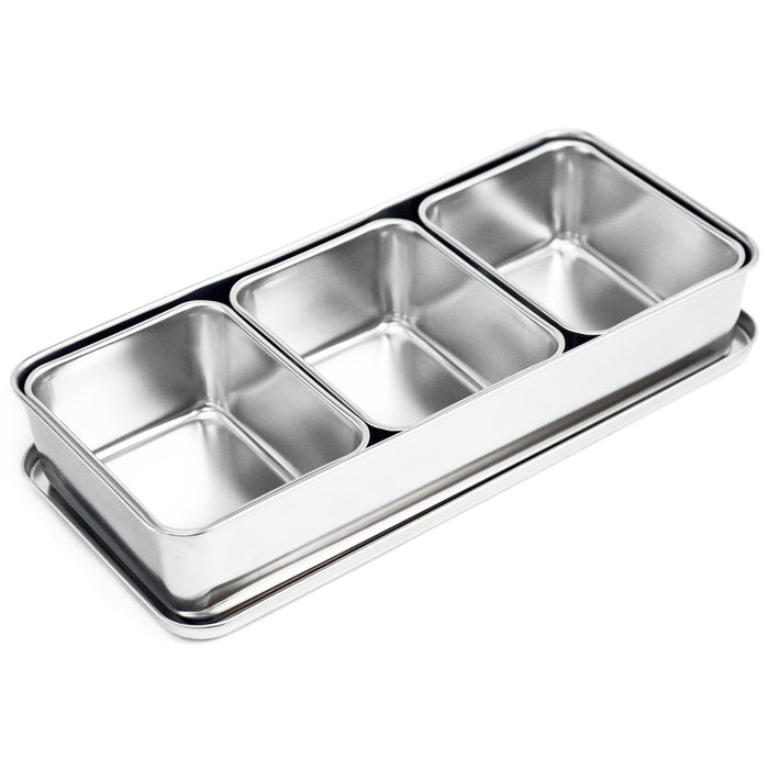 Stainless Steel Yakumi Mise En Place Pan 3 Compartment Set