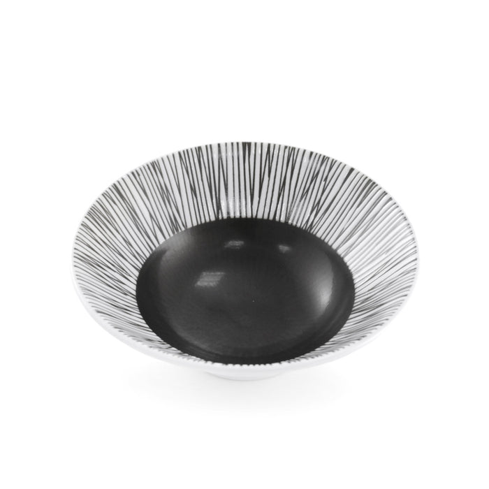 [Clearance] Black & White Bowl with Lines 13.5 fl oz / 6.38" dia