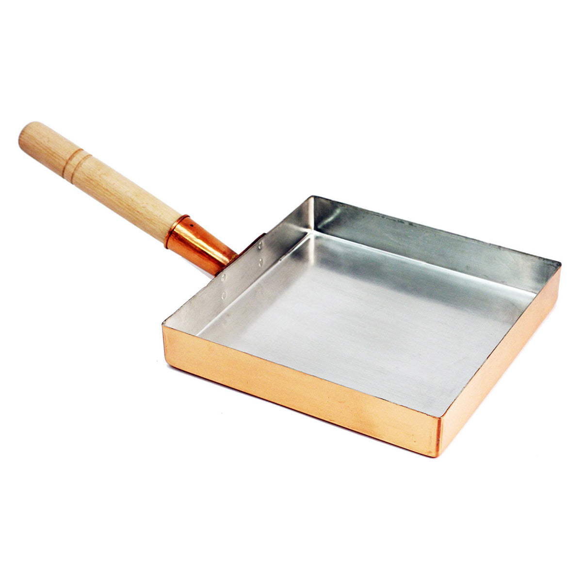 Copper Tamagoyaki Egg Pan Square with Wooden Handle