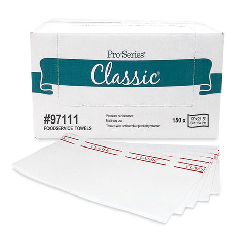 MDI Pro-Series Classic Premium Foodservice Towels White w/red stripe 21.5