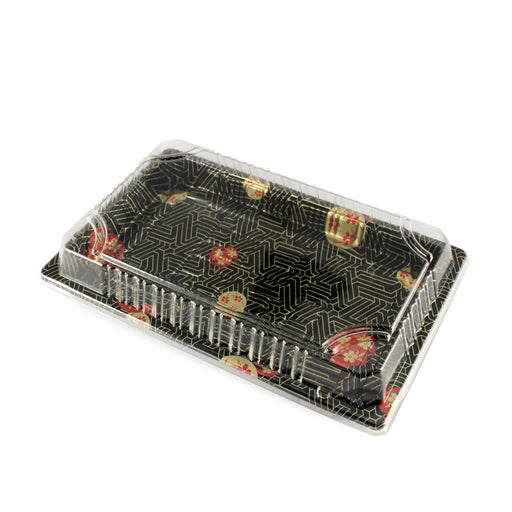 TZ-010 PS Black Designed Take Out Sushi Tray 7.4" x 5.3" (1200/case) - No Lids