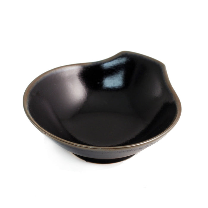 Glossy Black Tonsui Bowl with Brown Trim 5.2 fl oz / 4.84" dia