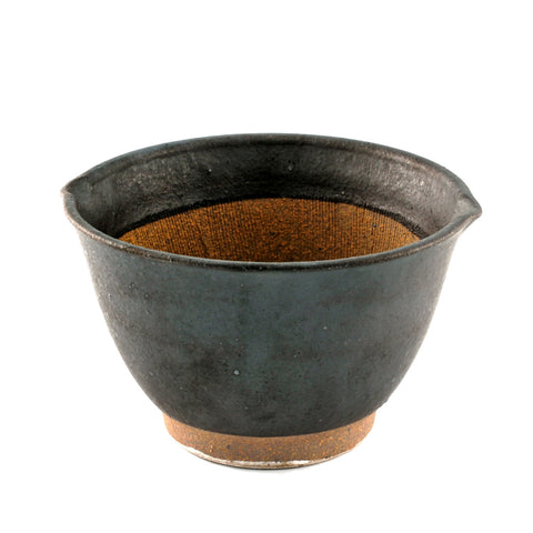 Black Double Lipped Large Bowl / Japanese-style Mortar (Suribachi) 31 fl oz / 6.02