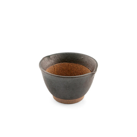 Black Double Lipped Small Bowl / Japanese-style Mortar (Suribachi) 9 fl oz / 4.09