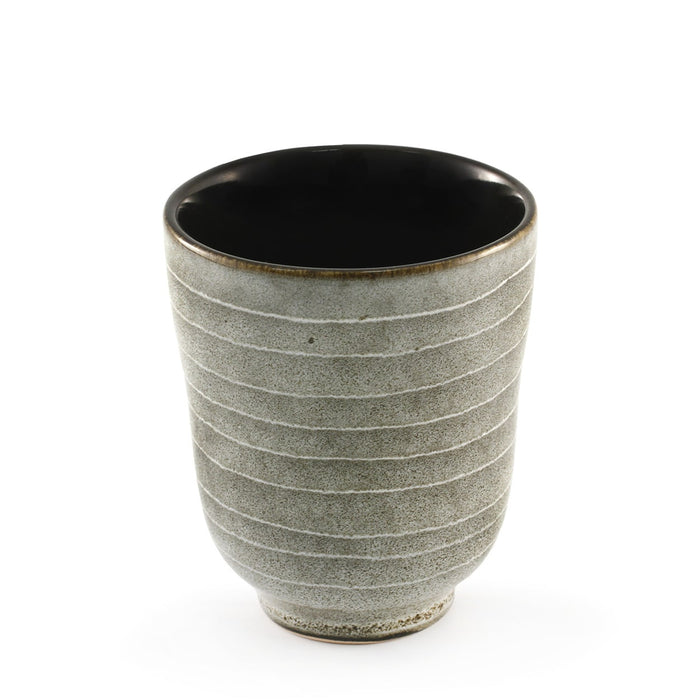 Striped Yunomi Teacup with Black Interior 8 fl oz / 3.03" dia