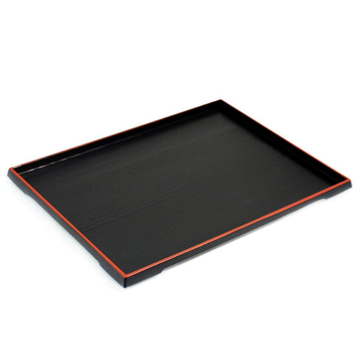 Black Rectangular Serving Tray with Red Trim 15.35" x 11.69"