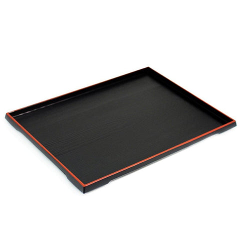 Black Rectangular Serving Tray with Red Trim 15.4