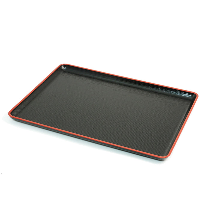 Non-slip Black Rectangular Tray with Red Trim Medium 13.23" x 10.39"