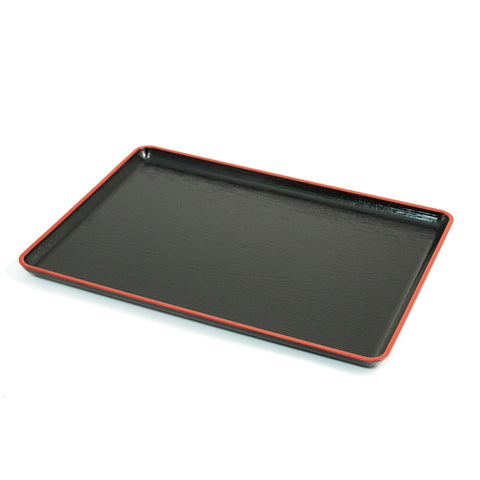 Non-slip Black Rectangular Tray with Red Trim Medium 13.25