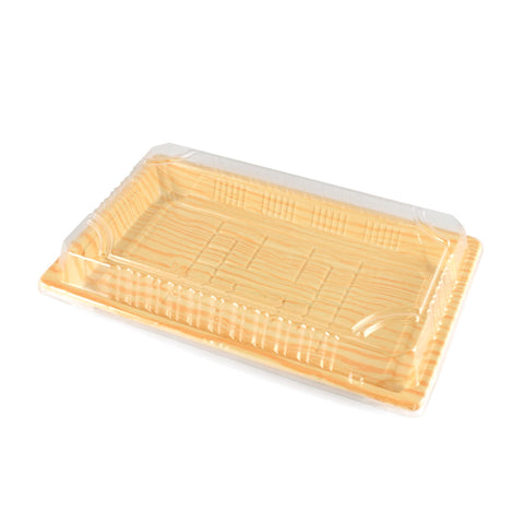 TZ-010 PS Light Wood Pattern Take Out Sushi Tray 7.4