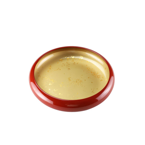 Red Sushi Serving Tray (Sushi Oke) with Gold Interior 10.6