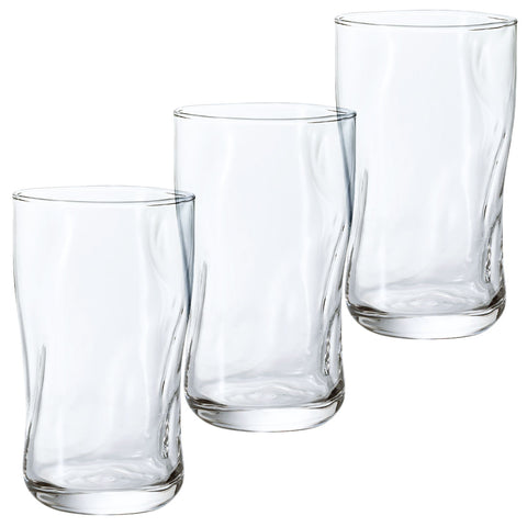 Organic Shaped Fluid Glass Tumbler 16 fl oz (Set of 3)