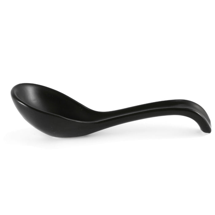 Large Black Ceramic Renge Ramen Spoon 7" length