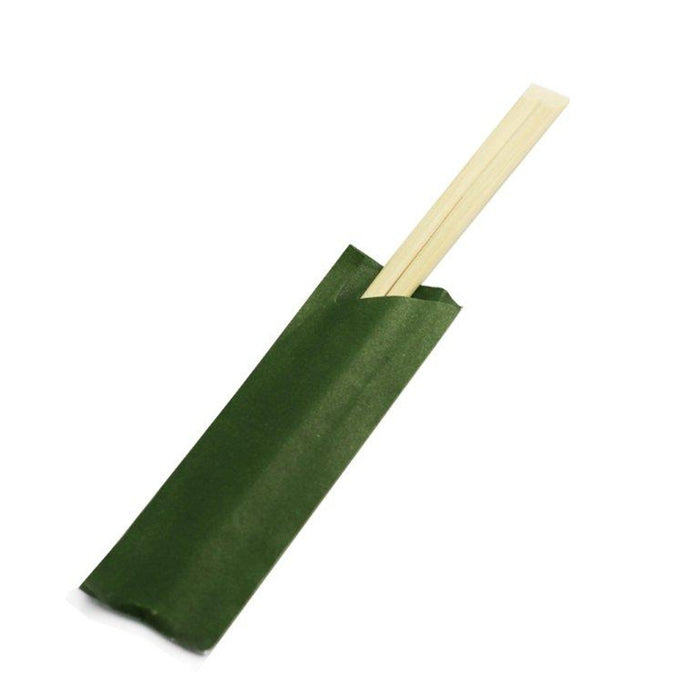 8.25" Disposable Bamboo Chopsticks with Green Sleeves - 2000 Pairs / Case