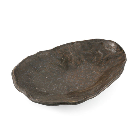 Charcoal Gray Textured Oval Plate 8.25
