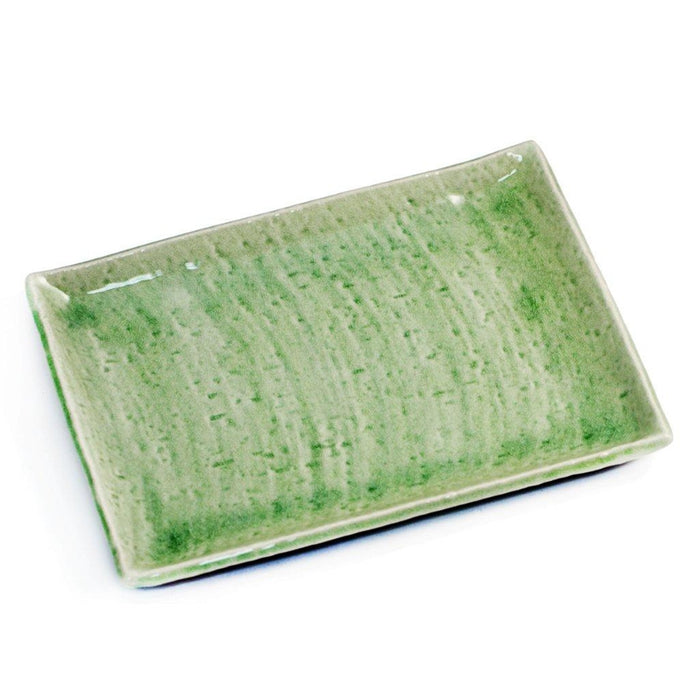 Cracked Jade Green Rectangular Plate 10.59" x 7.87"
