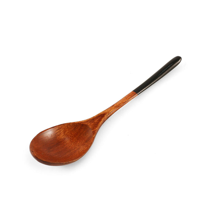 Wooden Coffee & Dessert Spoon with Black Lacquered Handle