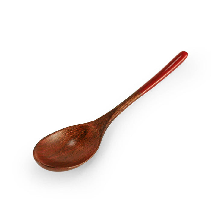 Wooden Coffee & Dessert Spoon with Red Lacquered Handle