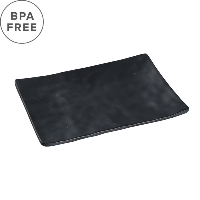 Melamine Black Matte Textured Rectangular Plate 7.83" x 5.39"