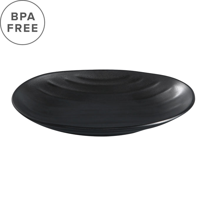 [Clearance] Melamine Black Matte Rippled Oval Plate 8.15" x 5.12"