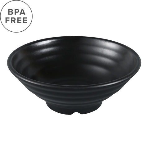 Melamine Black Matte Ridged Noodle Bowl 48 fl oz / 8.9