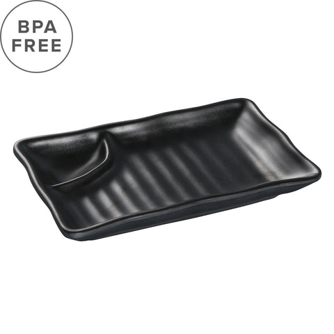 [Clearance] Melamine Black Matte Divided Plate 7.7