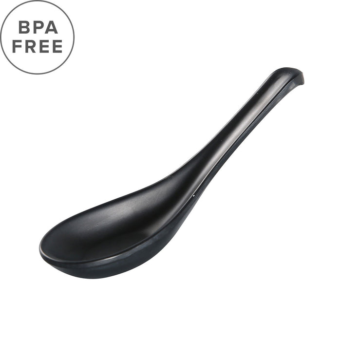Melamine Matte Black Renge Ramen Spoon 5.5" Length (Set of 12)