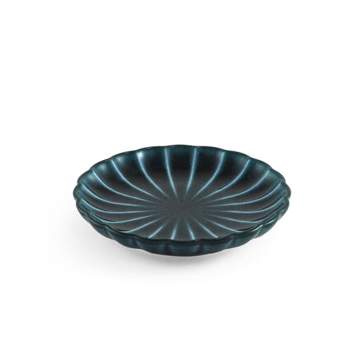 Giyaman Daisy Glossy Blue Round Plate 3.9" dia