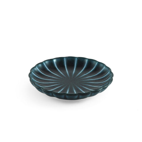 Giyaman Daisy Glossy Blue Round Plate 3.9