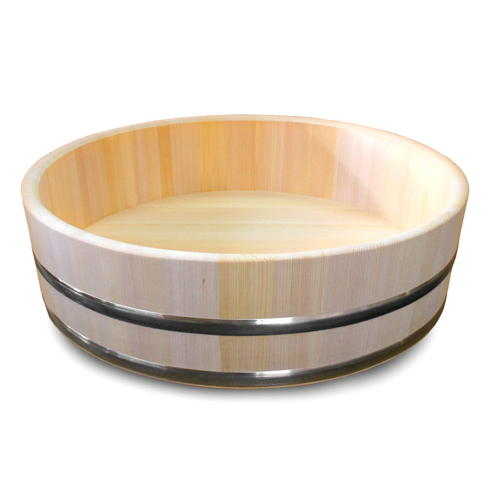 Cypress Sushi Oke Hangiri Mixing Bowl with Sanitary Stainless Hoop 28.25" dia