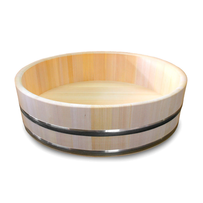 Cypress Sushi Oke Hangiri Mixing Bowl with Sanitary Stainless Hoop 26" dia