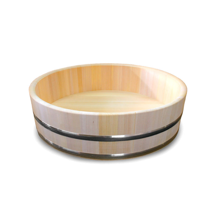 Cypress Sushi Oke Hangiri Mixing Bowl with Sanitary Stainless Hoop 17.75" dia