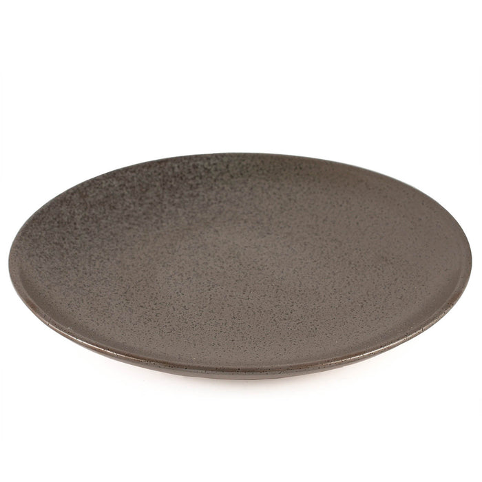Metallic Grey Black Speckled Round Plate 10.5" dia