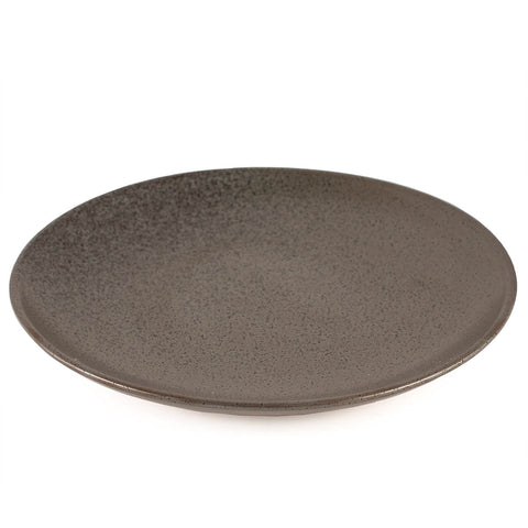 Metallic Gray Black Speckled Round Plate 10.5