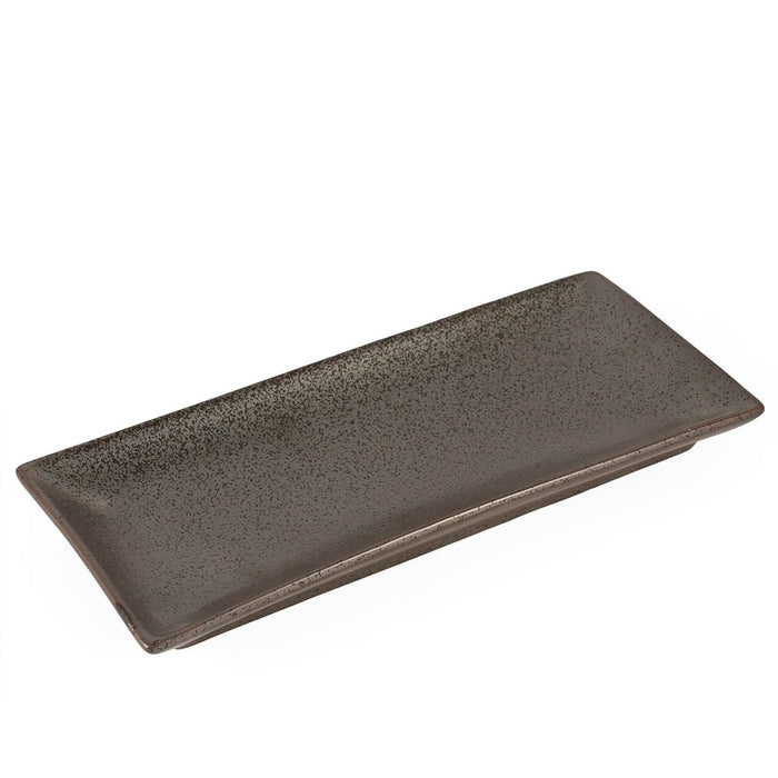 Metallic Grey Black Speckled Rectangular Plate 12" x 5.25"