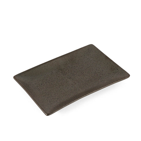 Metallic Gray Black Speckled Rectangular Plate 8