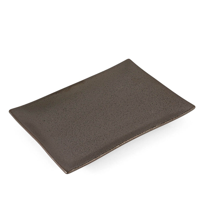 Metallic Grey Black Speckled Rectangular Plate 10" x 7"