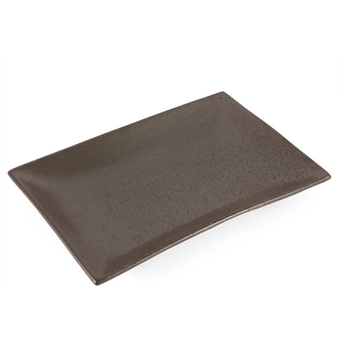 Metallic Gray Black Speckled Rectangular Plate 12