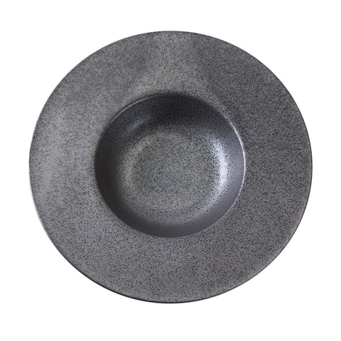 Metallic Gray Black Speckled Porcelain Wide Rimmed Bowl 10 fl oz / 5