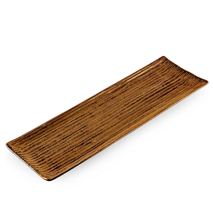 Ameyu Brown Rectangular Plate with Lines 13.2" x 4.2"