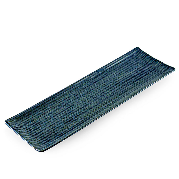 Ai Blue Rectangular Plate with Lines 13.2" x 4.2"