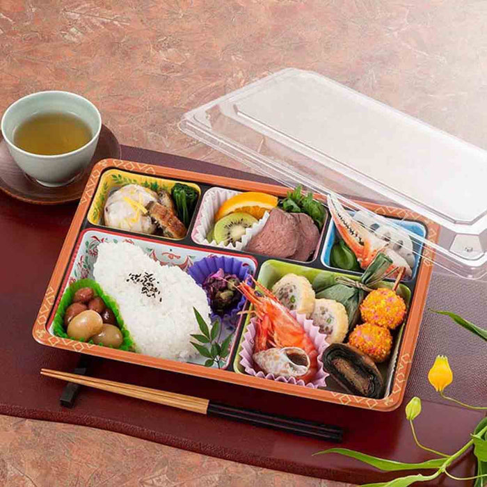 [Clearance] Lids for Colorful Printed 5/6-Compartment Takeout Bento Box 11" x 7.25" #81570 (50/pack)